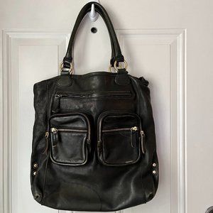 J.Crew Distressed Leather Tote Bag with Brass Hardware